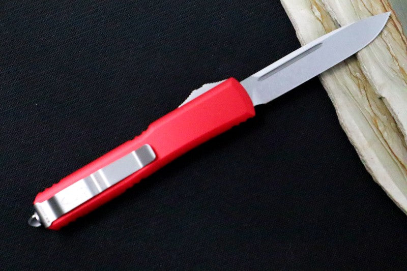 Microtech Ultratech OTF - Single Edge / Stonewash Blade / Red Anodized Aluminum Handle - 121-10RD