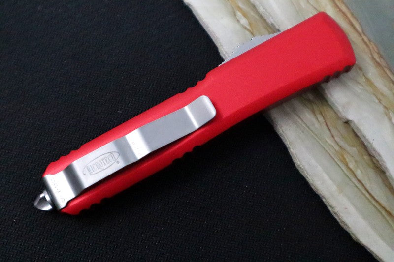 Microtech Ultratech OTF - Single Edge / Stonewash Blade / Red Anodized Aluminum Handle - 121-10RD