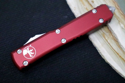 Microtech Ultratech OTF - Double Edge / Satin Blade / Merlot Anodized Aluminum Handle Scales 122-4MR