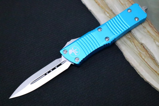 Microtech Troodon OTF - Double Edge / Stonewash Blade / Turquoise Handle - 138-10TQ