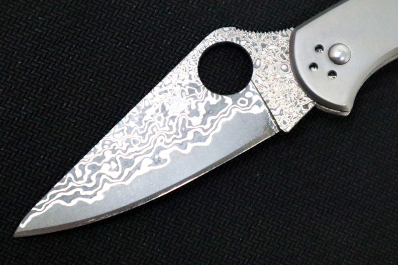 Spyderco Delica - Plain Titanium Handle/ 31 Layered VG-10 Blade - C11TIPD