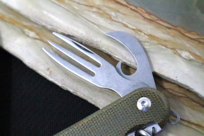 Maniago Knife Makers Malga 6 Multi-tool - M390 Steel / Green Canvas Micarta Handle