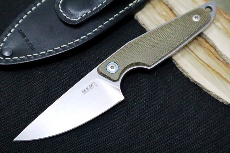 Maniago Knife Makers Makro 1 Fixed Blade - Drop Point Blade / M390 Steel / Green Canvas Micarta Handle