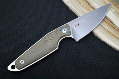 Maniago Knife Makers Makro 1 Fixed Blade - Drop Point Blade / M390 Steel / Green Canvas Micarta Handle