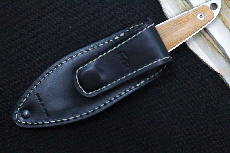 Maniago Knife Makers Makro 2 Fixed Blade - Sheepsfoot Blade / M390 Steel / Natural Canvas Micarta Handle