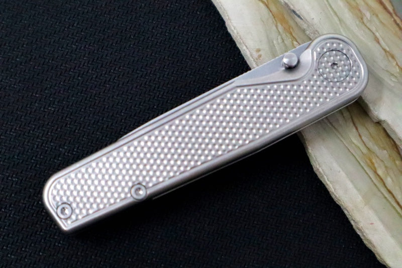 Tactile Turn Rockwall Thumbstud - Textured Titanium Handle / Magnacut Steel / Drop Point Blade - Northwest Knives