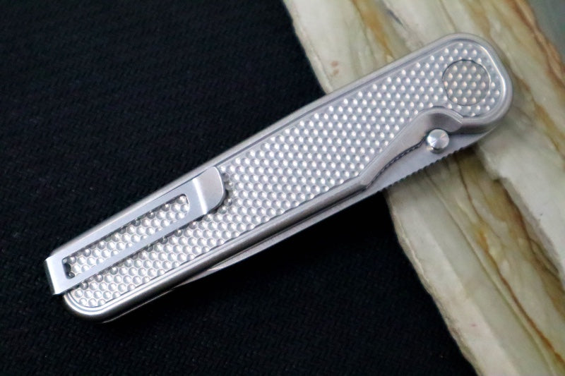Tactile Turn Rockwall Thumbstud - Textured Titanium Handle / Magnacut Steel / Drop Point Blade - Northwest Knives