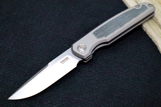 Pena Knives Caballero Front Flipper - Black Micarta Handle / M390 Steel / Drop Point Blade