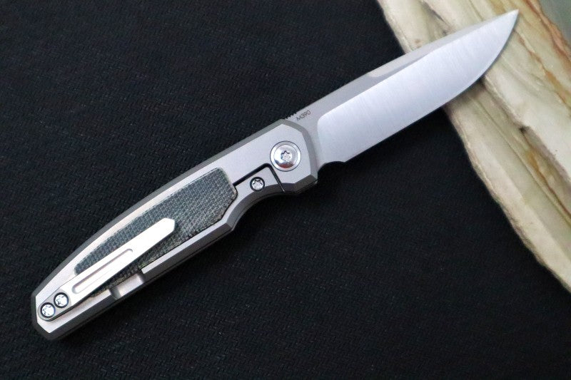 Pena Knives Caballero Front Flipper - Black Micarta Handle / M390 Steel / Drop Point Blade