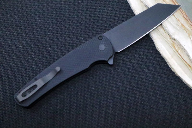 Pro Tech Malibu Flipper - 20CV Steel / Reverse Tanto in Black DLC Finsh / Textured Black Aluminum Handle 5206