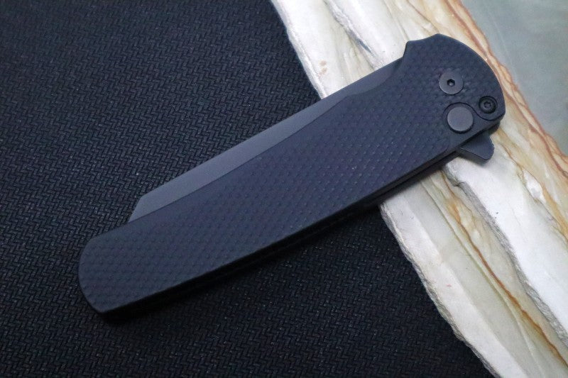 Pro Tech Malibu Flipper - 20CV Steel / Reverse Tanto in Black DLC Finsh / Textured Black Aluminum Handle 5206