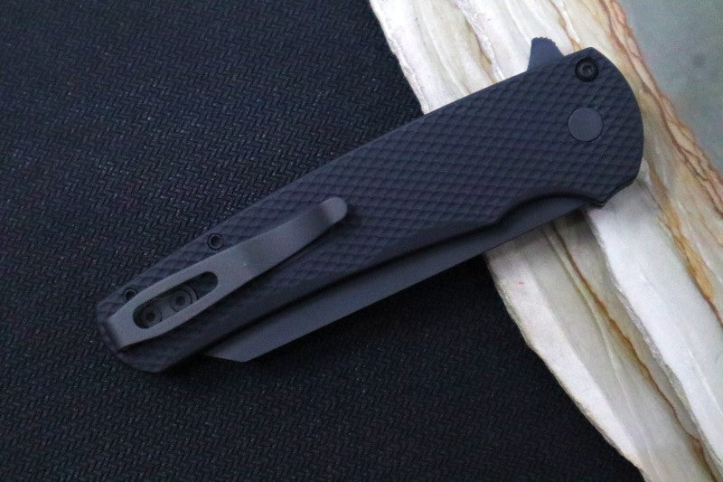 Pro Tech Malibu Flipper - 20CV Steel / Reverse Tanto in Black DLC Finsh / Textured Black Aluminum Handle 5206