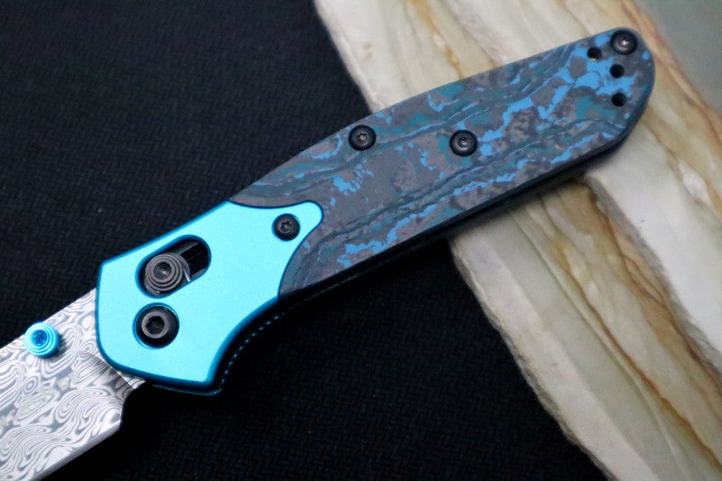 Benchmade 945 | Arctic Storm Fat Carbon Handle With Aqua Anodized Aluminum Bolster & Thumb Studs | Northwest Knives