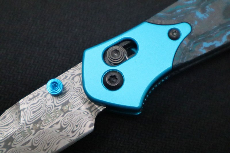 Benchmade 945-221 Mini Osborne Knife With  Aqua Anodized Aluminum Bolster & Thumb Studs | Northwest Knives