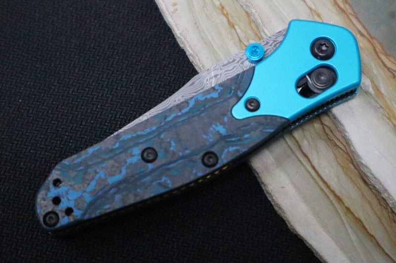 Aqua Anodized Aluminum Handle With Bolster & Thumb Studs | Benchmade 945 | Northwest Knives