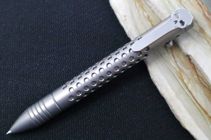 Chaves Ultramar Bolt Action Pen - Dotted Stonewashed Titanium Handle / Skull Clip