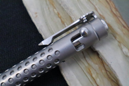 Chaves Ultramar Bolt Action Pen - Dotted Stonewashed Titanium Handle / Skull Clip