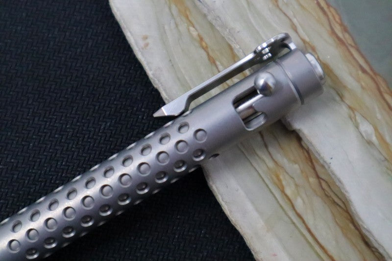 Chaves Ultramar Bolt Action Pen - Dotted Stonewashed Titanium Handle / Skull Clip