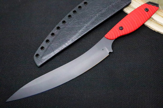 Toor Knives Cardiff Fillet - Black KG Gunkote Coated Blade / CPM-154 Steel / Snapper Red G-10 Handle / Tru-Hide Black Kydex Sheath