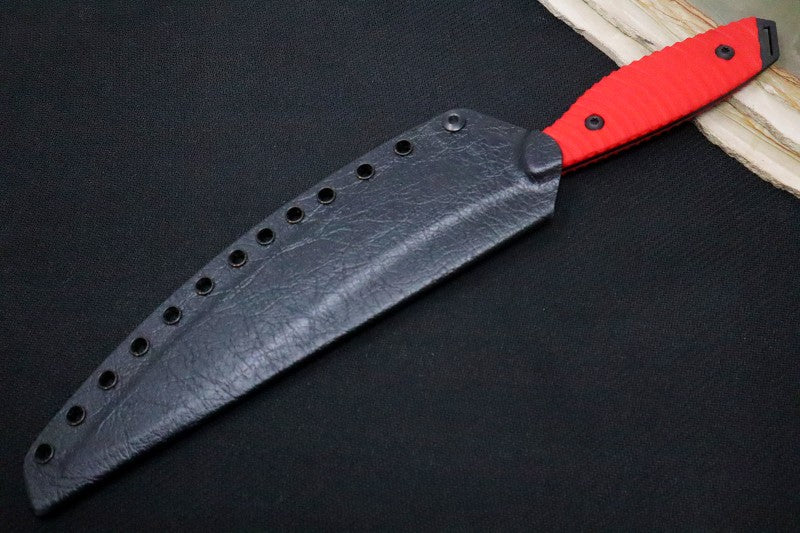 Toor Knives Cardiff Fillet - Black KG Gunkote Coated Blade / CPM-154 Steel / Snapper Red G-10 Handle / Tru-Hide Black Kydex Sheath