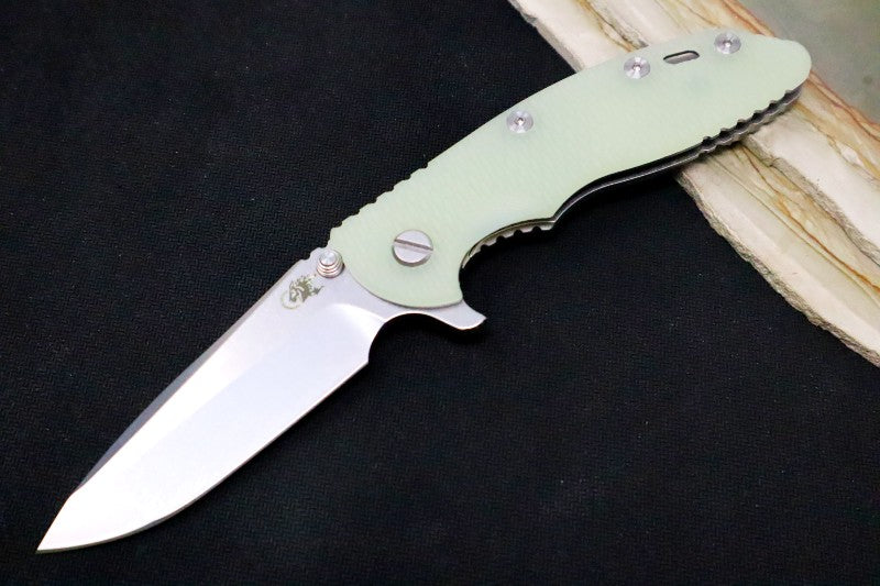 Rick Hinderer Knives XM-18 - 3.5" Spanto Blade / Stonewash Finish / Translucent Green G-10 Handle