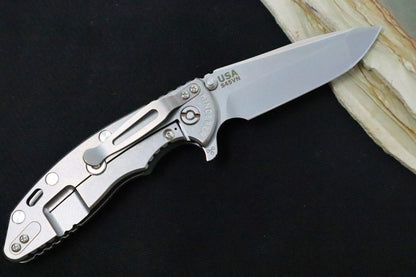 Rick Hinderer Knives XM-18 - 3.5" Spanto Blade / Stonewash Finish / Translucent Green G-10 Handle