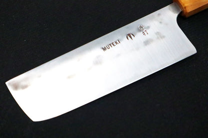 Carter Cutlery Muteki - 5.87" Nakiri - African Mahogany Handle w/ Birch Bolster & Hitachi White #1 Steel 4844