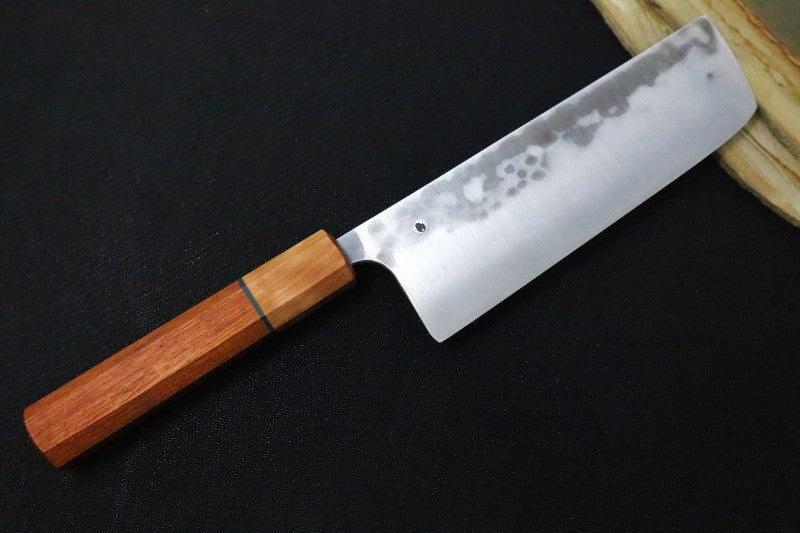 Carter Cutlery Muteki - 5.87" Nakiri - African Mahogany Handle w/ Birch Bolster & Hitachi White #1 Steel 4844