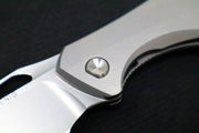 Koenig Arius Flipper Delete- Burnished Blade w/ Polished Flats - Patterned Titanium Handle (Gen 4) AR21211111 - Northwest Knives