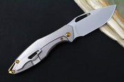 Koenig Arius Flipper Delete- Burnished Blade w/ Polished Flats - Patterned Titanium Handle - Bronze Accents (Gen 4) AR21211331 - Northwest Knives