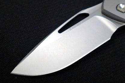 Koenig Arius Flipper Delete- Burnished Blade w/ Polished Flats - Smooth Titanium Handle (Gen 4) AR21111111