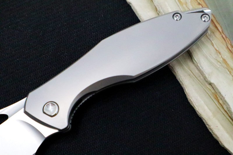 Koenig Arius Flipper Delete- Burnished Blade w/ Polished Flats - Smooth Titanium Handle (Gen 4) AR21111111