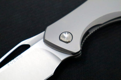 Koenig Arius Flipper Delete- Burnished Blade w/ Polished Flats - Smooth Titanium Handle (Gen 4) AR21111111