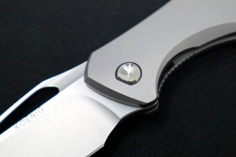 Koenig Arius Flipper Delete- Burnished Blade w/ Polished Flats - Smooth Titanium Handle (Gen 4) AR21111111 - Northwest Knives