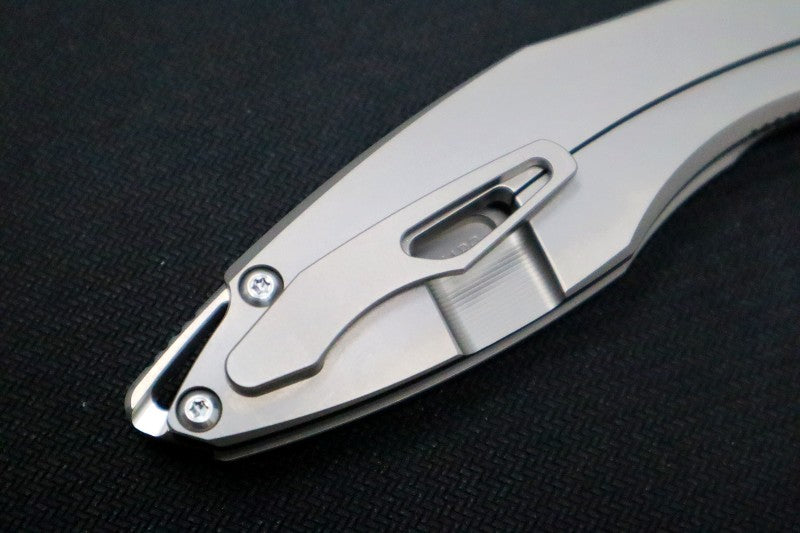 Koenig Arius Flipper Delete- Burnished Blade w/ Polished Flats - Smooth Titanium Handle (Gen 4) AR21111111