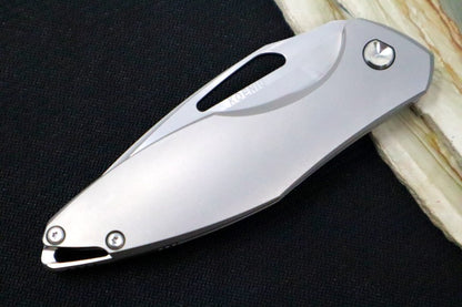 Koenig Arius Flipper Delete- Burnished Blade w/ Polished Flats - Smooth Titanium Handle (Gen 4) AR21111111