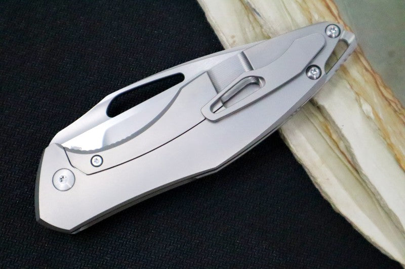 Koenig Arius Flipper Delete- Burnished Blade w/ Polished Flats - Smooth Titanium Handle (Gen 4) AR21111111