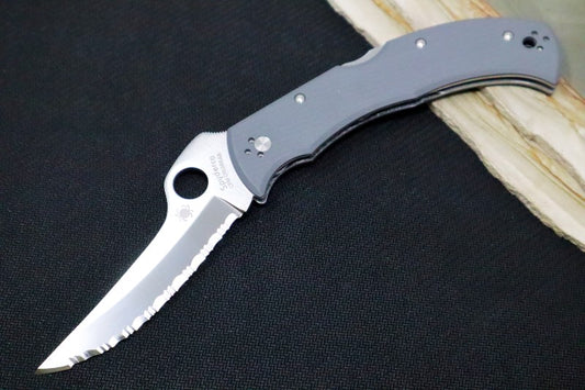 Spyderco Massad Ayoob SPRINT RUN - Grey G-10 / Satin Serrated CPM-CruWear Blade C60GSGY