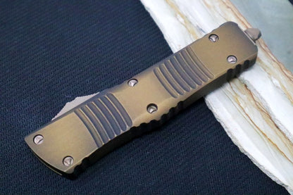 Microtech Combat Troodon OTF Signature Series - Bronzed Apocalyptic Standard Blade / Dagger Style / Antique Bronzed Handle / Bronzed Hardware - 142-13APABS