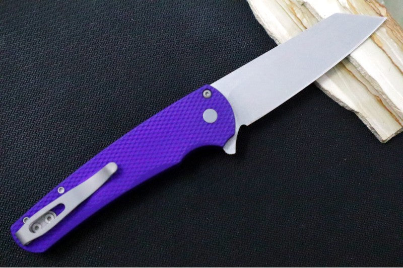 Pro Tech Malibu - Reverse Tanto / Stonewash 20CV blade / Purple Textured Aluminum Handle 5205-PURP
