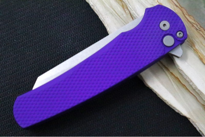 Pro Tech Malibu - Reverse Tanto / Stonewash 20CV blade / Purple Textured Aluminum Handle 5205-PURP - Northwest Knives