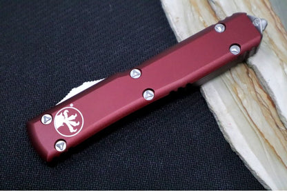 Microtech Ultratech OTF - Tanto Blade / Stonewash Finish / Merlot Anodized Aluminum Handle - 123-10MR