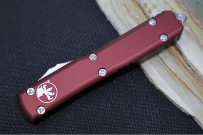 Microtech Ultratech OTF - Double Edge / Stonewash Blade / Merlot Anodized Aluminum Handle Scales 122-10MR