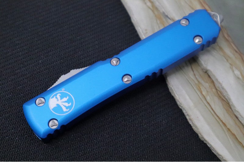 Microtech Ultratech OTF - Dagger Blade / Stonewash Finish / Blue Handle - 122-10BL