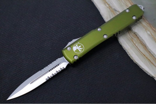 Microtech Ultratech OTF - Dagger Blade with Partial Serrate / Satin Finish / OD Green Body - 122-5OD