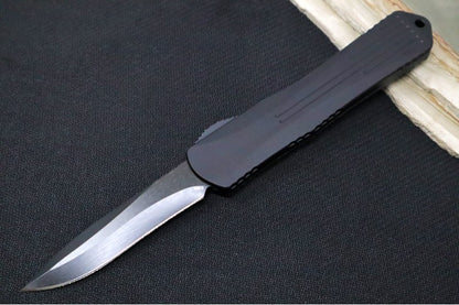 Heretic Knives Manticore X OTF - DLC Black Finish / Recurve Blade / Purple Camo Carbon Fiber & Black Aluminum Handle H033-6A-PUCF