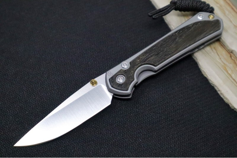 Chris Reeve Knives Small Sebenza 31 Polished - Drop Point Blade in CPM-S45VN / Bog Oak Inlay (A2)