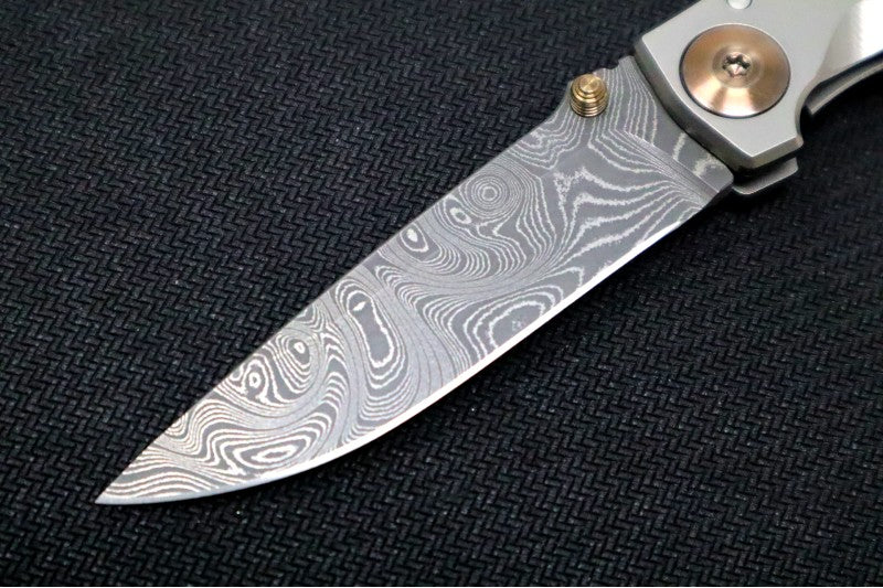 Spartan Blades HARSEY Titanium Folder 3.25 - Drop Point Blade / Damascus / Stonewashed Titanium Handle & Bronzed Ano Accents SF10DMBZ
