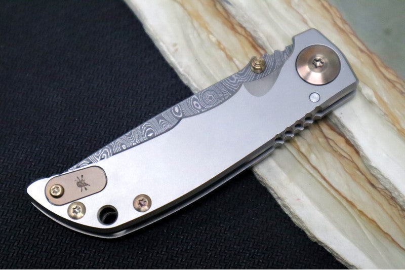 Spartan Blades HARSEY Titanium Folder 3.25 - Drop Point Blade / Damascus / Stonewashed Titanium Handle & Bronzed Ano Accents SF10DMBZ