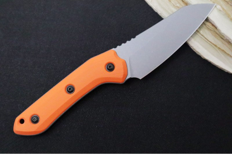 Schwarz Designs Overland - Orange G-10 Handle / Magnacut Blade / Stonewash Finish / Black Kydex Sheath